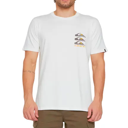 Camiseta Quiksilver Vertical Logos Snow White