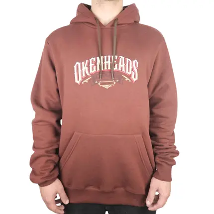 Moletom Okenheads Canguru Fechado Akate Bords Marrom Preto