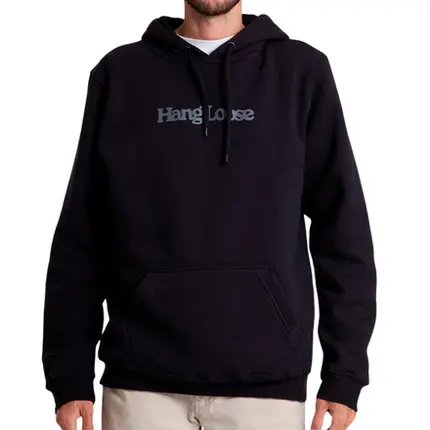 Moletom Hang Loose Canguru Typo Preto Plus Size