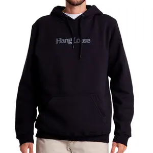 Moletom Hang Loose Canguru Typo Preto Plus Size