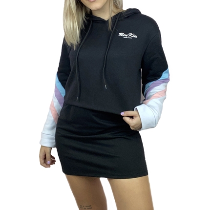black color block moletom com capuz